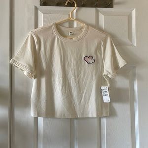 Bp organic cropped tee embroidered hearts